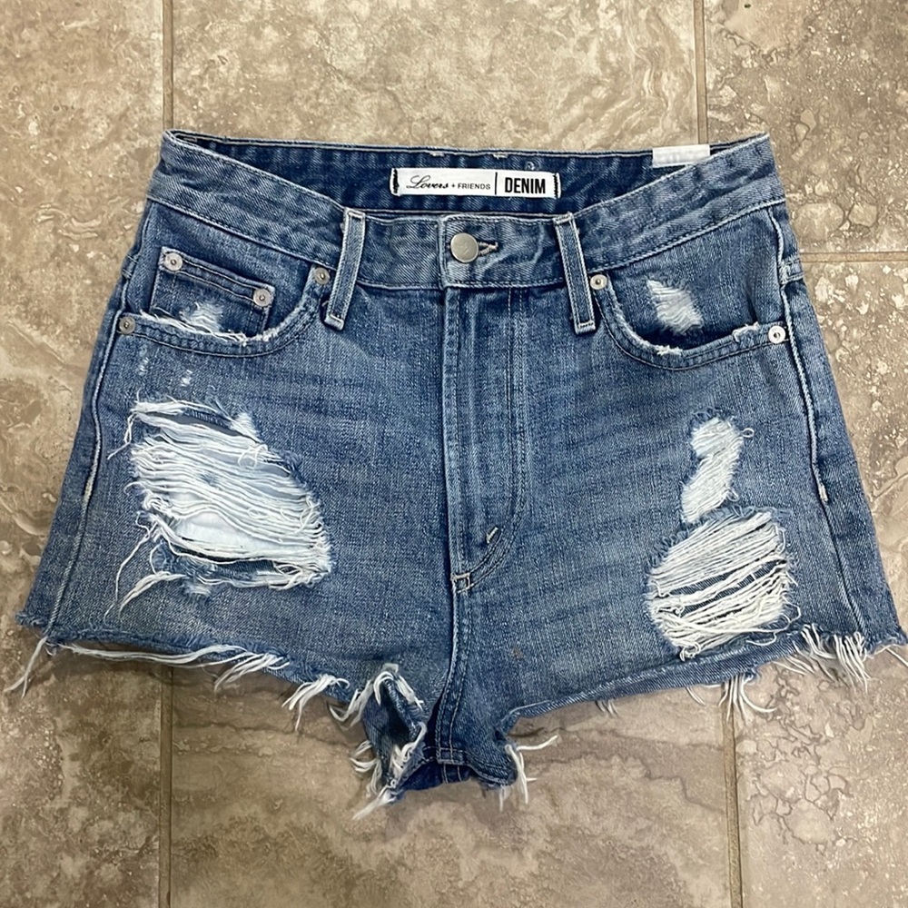 Lovers + Friends Ryan High Rise Waist Jean Short Sz 25